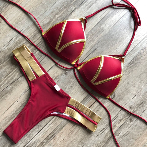 CardioFashionemale Sexy Hot Stamping Patchwork Bikini