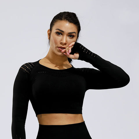 CardioFashion Female Knit Seamless Net Solid Color High-waist Sportswear