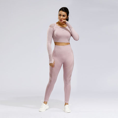 CardioFashion Female Knit Seamless Net Solid Color High-waist Sportswear