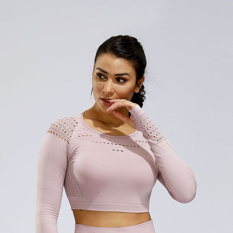 CardioFashion Female Knit Seamless Net Solid Color High-waist Sportswear