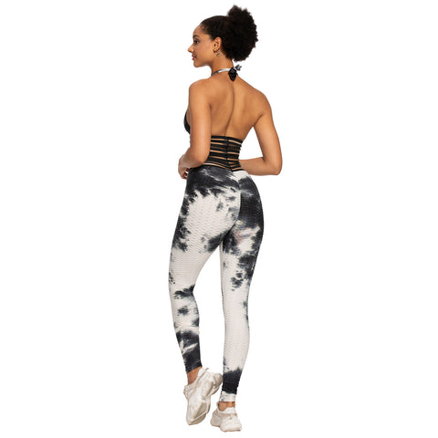 CardioFashion Female Fish Silk Tie-Dye Jacquard Leggings