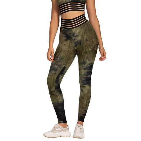 CardioFashion Female Fish Silk Tie-Dye Jacquard Leggings