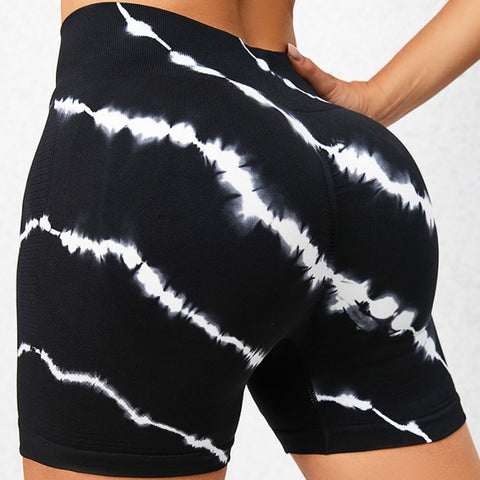 CardioFashion Female Hot Tie-dye Scrunch Bum Shorts