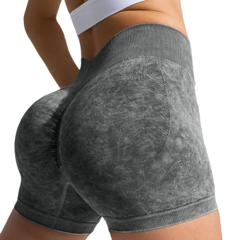 CardioFashion Female Denim Deep V Waist Scrunch Bum Shorts