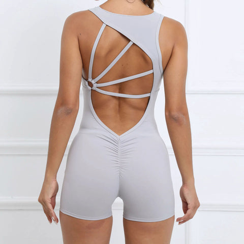 CardioFashion Female Hollow Out Beauty Back Short Jumpsuits