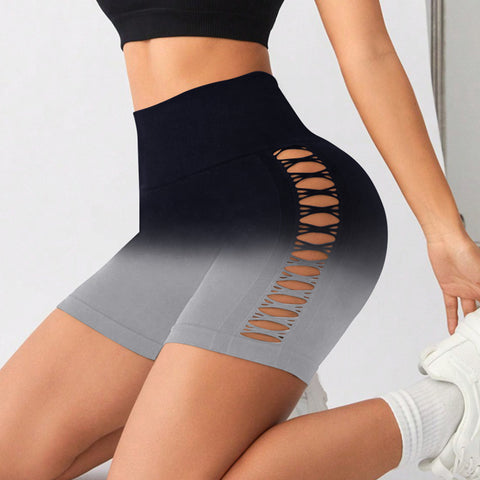 CardioFashion Female Ombre Cutout Scrunch Bum Shorts