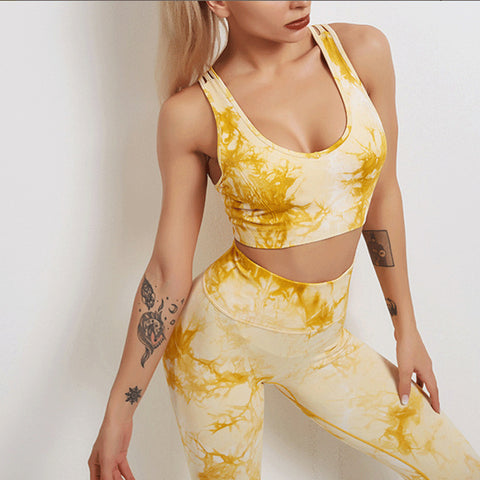 CardioFashion Female Tie-Dye Skinny High Waist Tracksuits