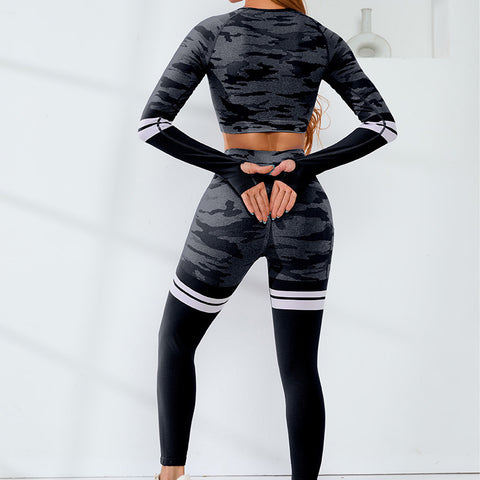 Cardio Fashion Female Camouflage Pocket Yoga PantsTracksuits