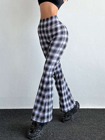 Cardiofashion Female Black And White Check Wide Leg Leggings