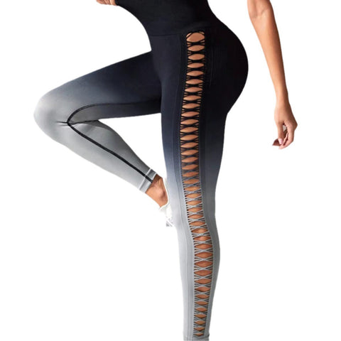 CardioFashion Female Hot tie-dye Lace-up Scrunch Bum Leggings