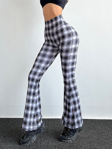 Cardiofashion Female Black And White Check Wide Leg Leggings