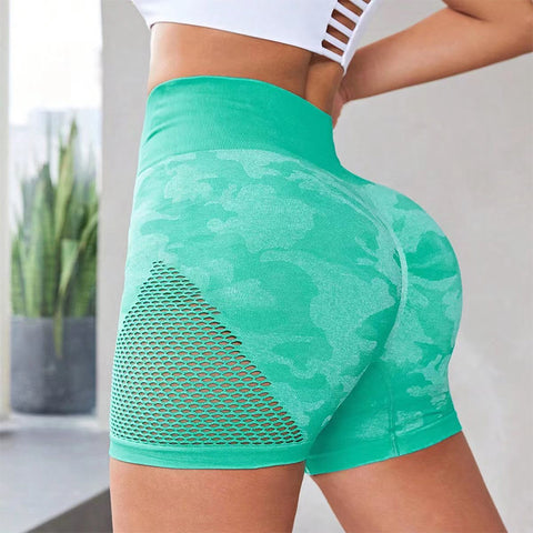 CardioFashion Female Camouflage Breathable Three-Pointer Shorts