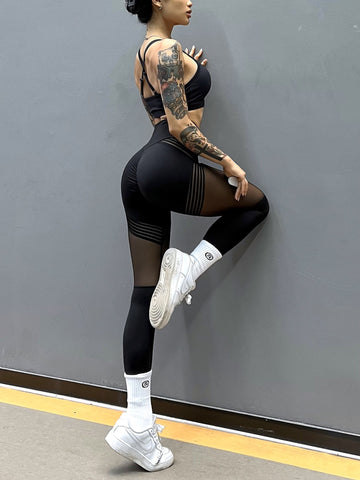 CardioFashion Female Mesh Quick Dry Elastic Tight Leggings