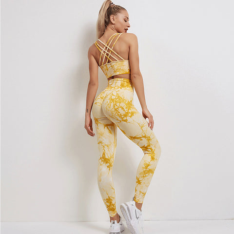 CardioFashion Female Tie-Dye Skinny High Waist Tracksuits