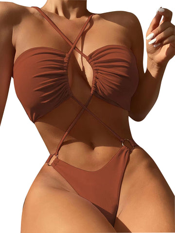 CardioFashion Female Hollow Out Halter One Pieces