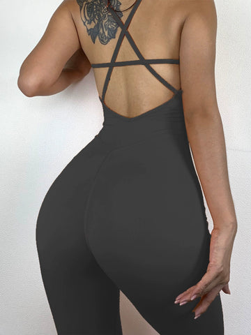 Cardiofashion Female Butt Lift V-Neck Sleeveless Jumpsuit