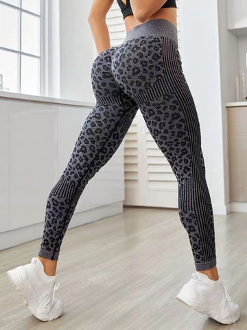 CardioFashion Female  Leopard Print Tummy Tuck Leggings