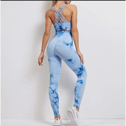 CardioFashion Female Tie-Dye Skinny High Waist Tracksuits