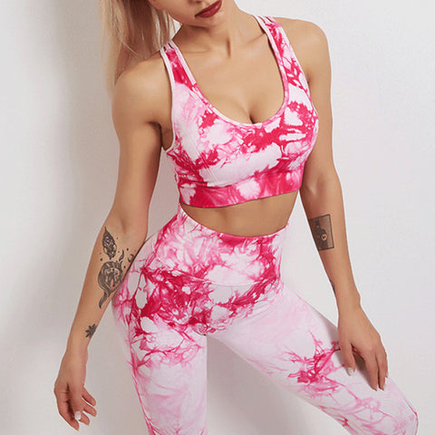 CardioFashion Female Tie-Dye Skinny High Waist Tracksuits