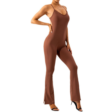 CardioFashion Female Flared Split Beauty Back Jumpsuits