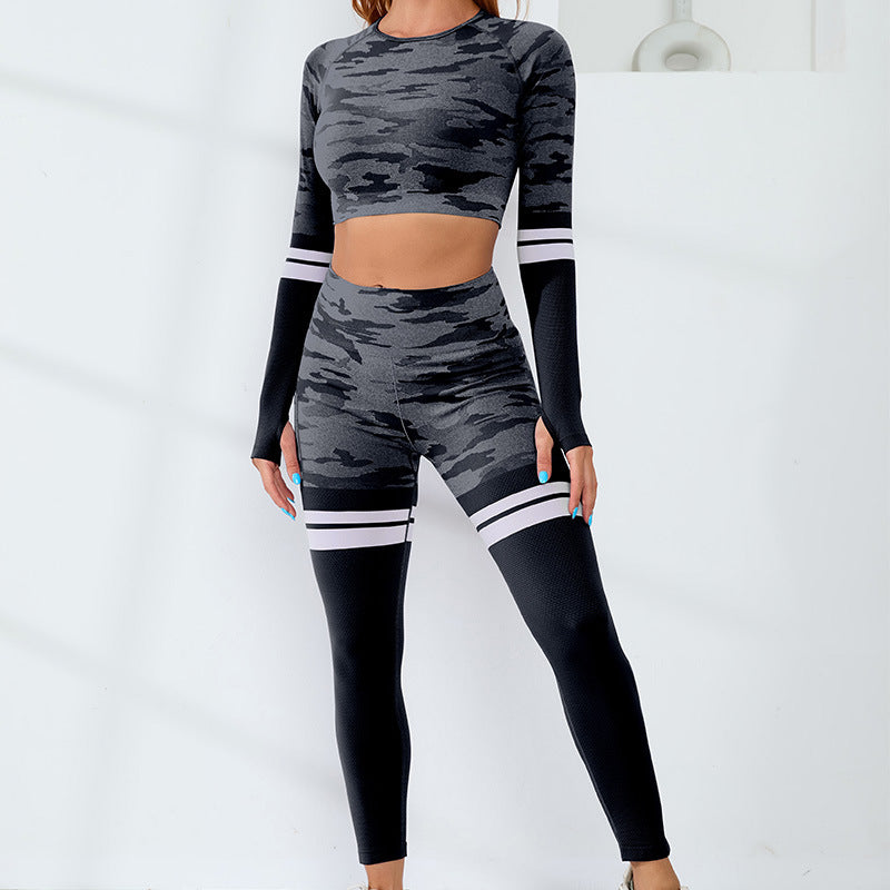 Cardio Fashion Female Camouflage Pocket Yoga PantsTracksuits