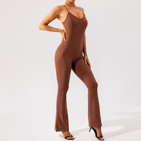 CardioFashion Female Flared Split Beauty Back Jumpsuits