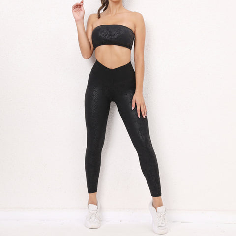 CardioFashion Female Peach Butt V-shape Waisted PU Faux Leather Sportswear