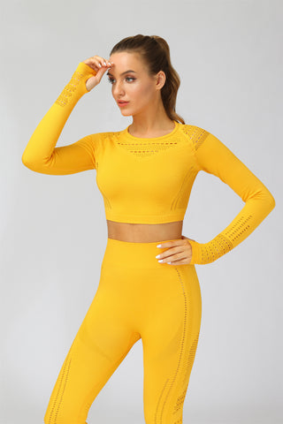 CardioFashion Female Knit Seamless Net Solid Color High-waist Sportswear