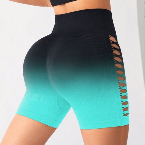 CardioFashion Female Ombre Cutout Scrunch Bum Shorts