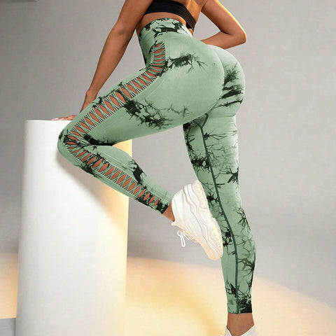 Cardiofashion Female Tie-dye side cutouts Leggings