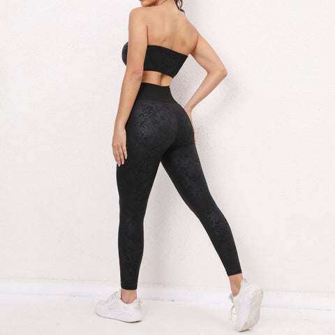 CardioFashion Female Peach Butt V-shape Waisted PU Faux Leather Sportswear