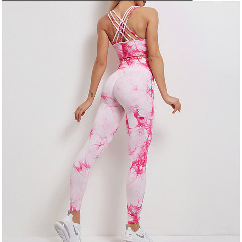 CardioFashion Female Tie-Dye Skinny High Waist Tracksuits