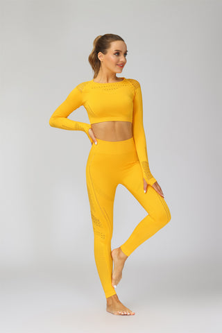 CardioFashion Female Knit Seamless Net Solid Color High-waist Sportswear