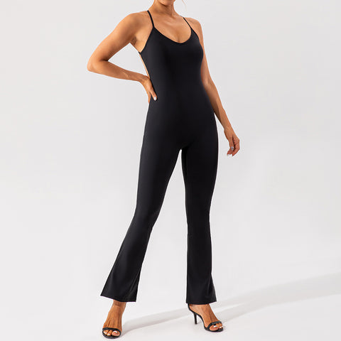 CardioFashion Female Flared Split Beauty Back Jumpsuits