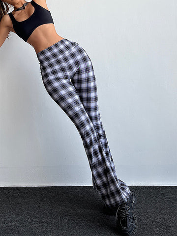 Cardiofashion Female Black And White Check Wide Leg Leggings