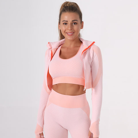 CardioFashion Female Candy color Zipper Sports Running Fitness Tight Yoga Suits