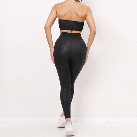 CardioFashion Female Peach Butt V-shape Waisted PU Faux Leather Sportswear