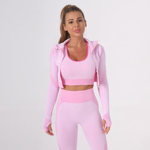 CardioFashion Female Candy color Zipper Sports Running Fitness Tight Yoga Suits