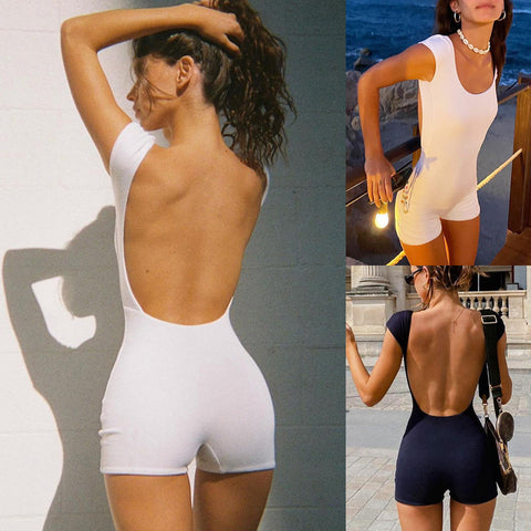 CardioFashion Female Sleevesless Backless Short Jumpsuits