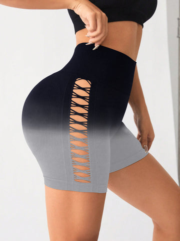 CardioFashion Female Ombre Cutout Scrunch Bum Shorts