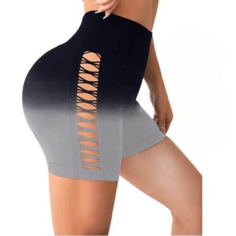 CardioFashion Female Ombre Cutout Scrunch Bum Shorts