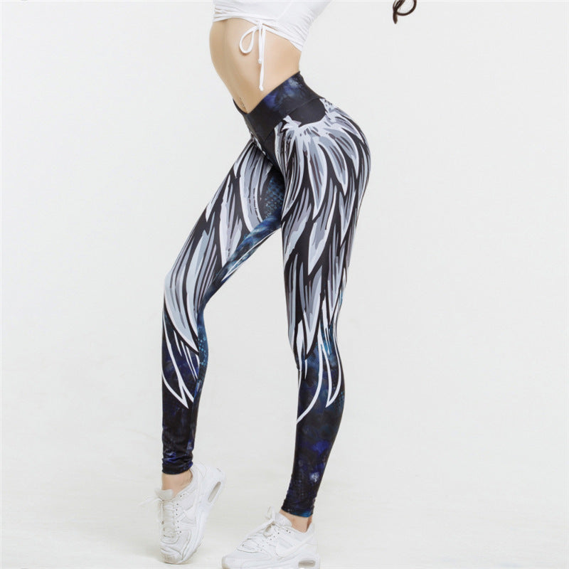 CardioFashion Female Angel Wings Print Hip Lift Leggings