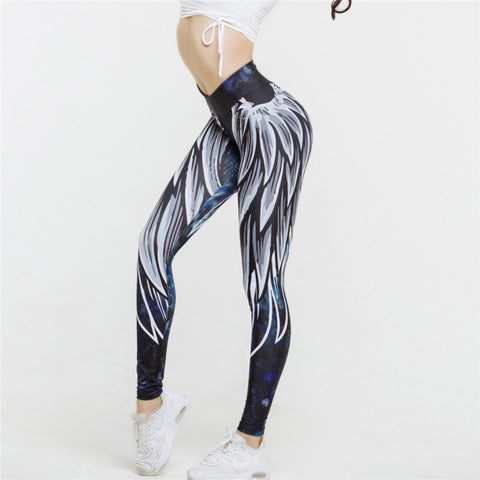 CardioFashion Female Angel Wings Print Hip Lift Leggings