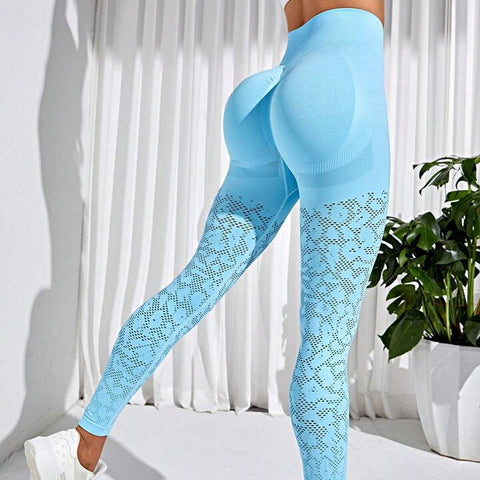 CardioFashion Female  Hollow Peach Butt Elastic  Leggings