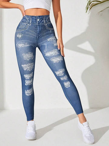 CardioFashion Female Denim Print Leggings