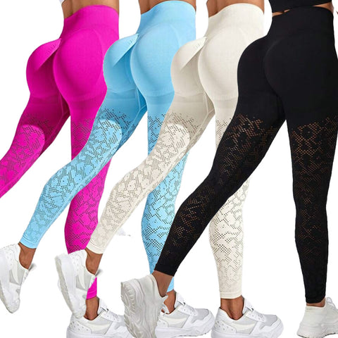 CardioFashion Female  Hollow Peach Butt Elastic  Leggings