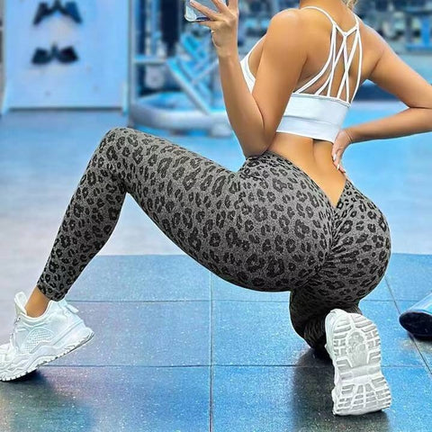 CardioFashion Female  V Waist Leopard Print Skinny Leggings