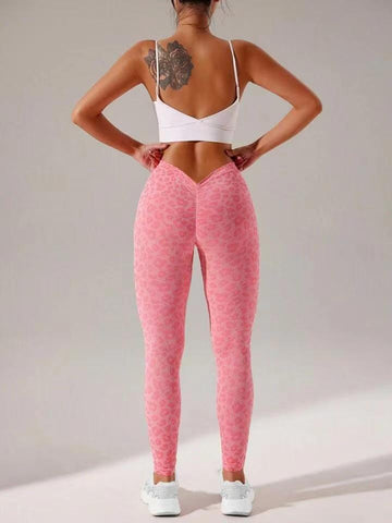 CardioFashion Female  V Waist Leopard Print Skinny Leggings