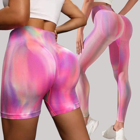 CardioFashion Female Double Hip Tie-Dye Leggings