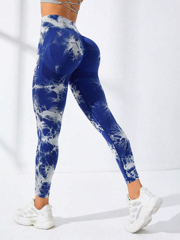 CardioFashion Female Double Hip Tie-Dye Leggings